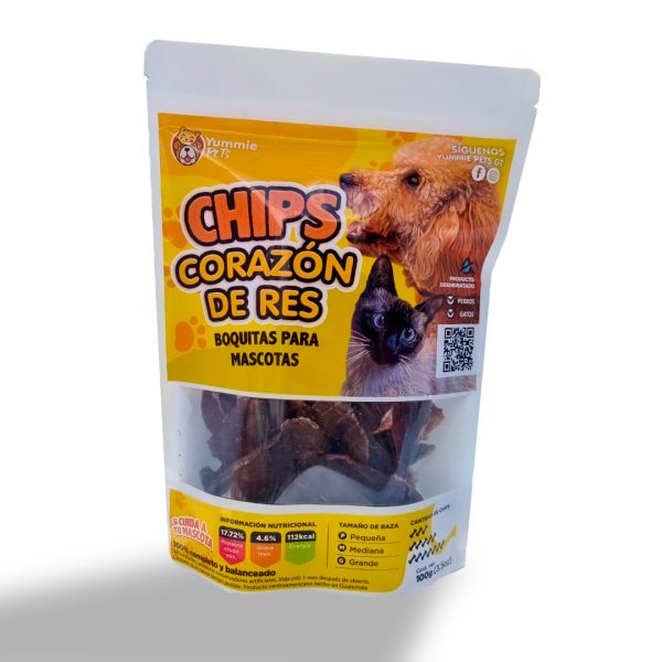 PREMIO PARA PERROS Y GATOS CHIPS CORAZÓN DE RES 50 GR