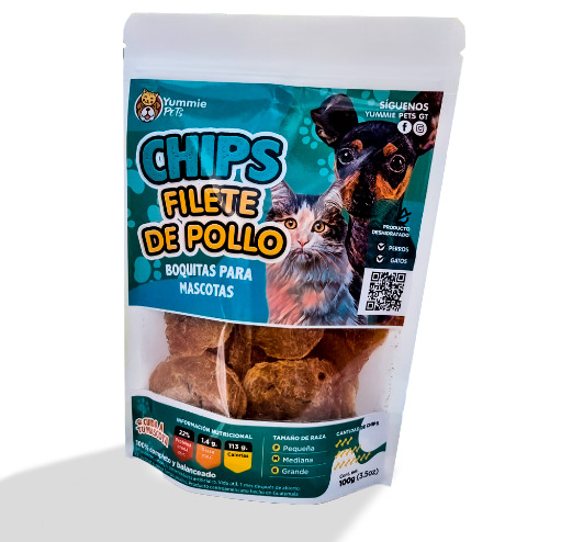 PREMIO PARA PERROS Y GATOS CHIPS FILETE DE POLLO