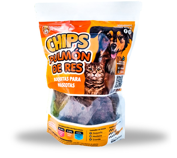 PREMIO PARA PERROS Y GATOS CHIPS PULMON DE RES