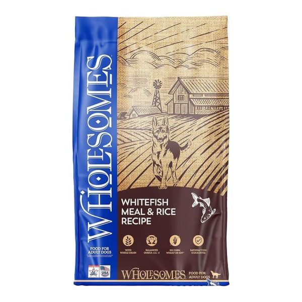 ALIMENTO PARA PERRO WHOLESOMES WHITEFISH MEAL & BROWN RICE 40 LBS