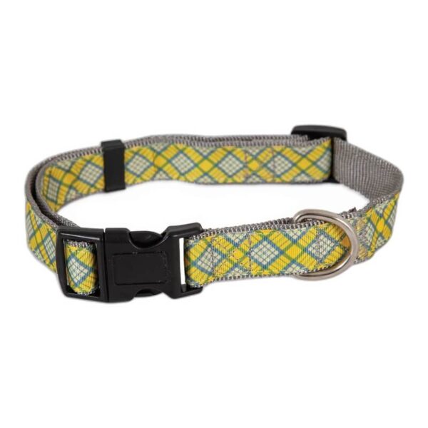 ASPEN PET GROSSGRAIN RIBBON COLLAR 5/8"X10-14" YELLOW PLAID