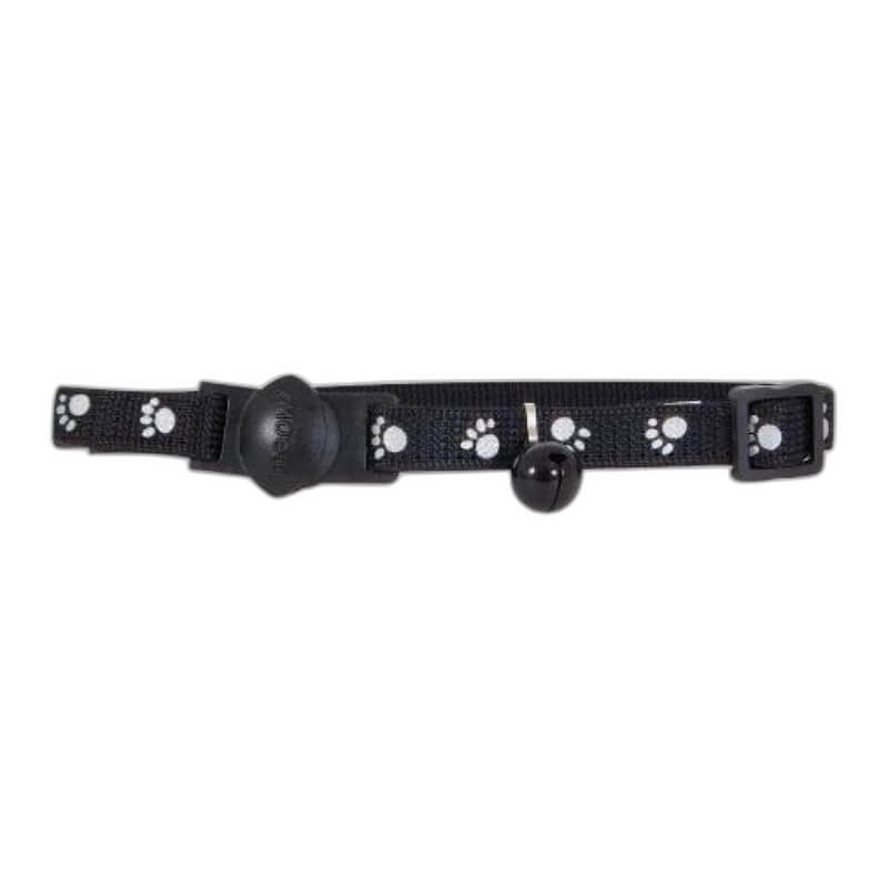BN13172 PETMATE BREAKAWAY CAT COLLAR REFLECTIVE PAW 3/8" BLACK - Image 1