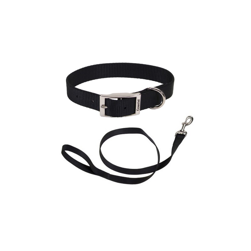 EGM1301BLK COLLAR DE HEBILLA Y TIRAPERROS DE NYLON – NEGRO - Image 1