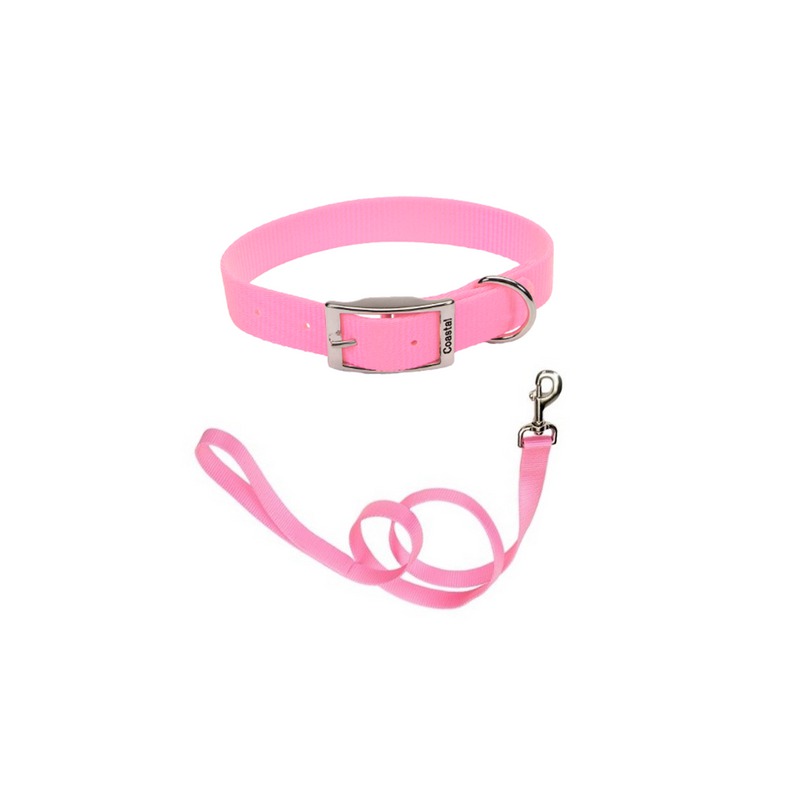 EGM1301PKB COLLAR DE HEBILLA Y TIRAPERROS DE NYLON – ROSADO - Image 1