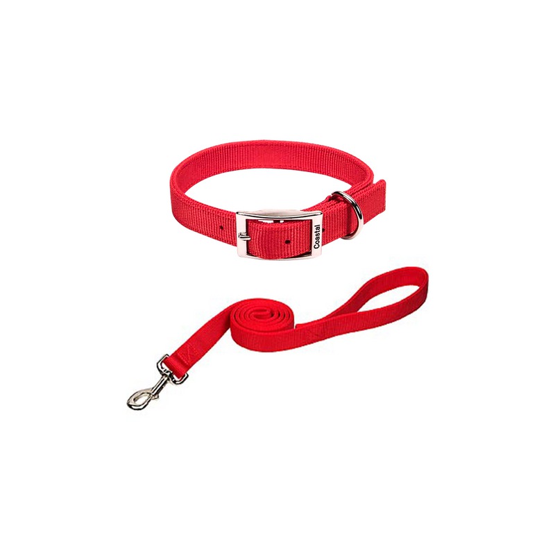 EGM1301RED COLLAR DE HEBILLA Y TIRAPERROS DE NYLON – ROJO - Image 1