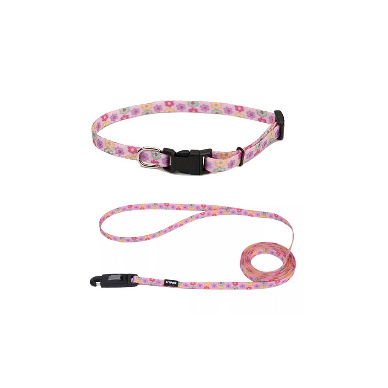 EGM16221DMC COLLAR Y TIRAPERRO Li´L PALS 3/8" – ROSA CON FLORES - Image 1