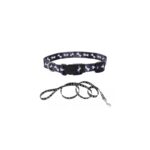 COLLAR Y TIRAPERRO PET ATTIRE – NEGRO CON HUESOS BLANCOS