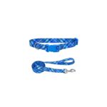 COLLAR Y TIRAPERRO PET ATTIRE – CELESTE CON HUESOS BLANCOS