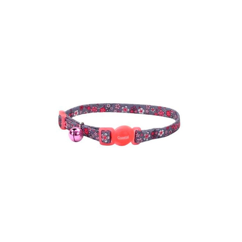 EGM16781PCG COLLAR PARA GATO SAFE CAT – GRIS CON FLORES ROSAS - Image 1