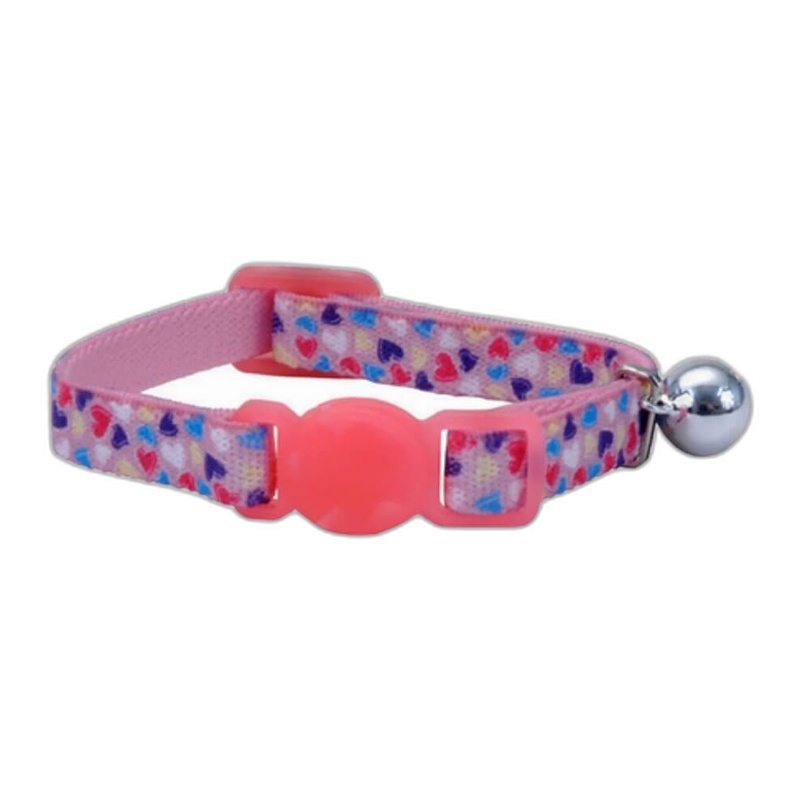 EGM17752HTS COLLAR SAFE CAT- ROSADO CON CORAZONES – ESPECIAL PARA GATOS BEBÉS - Image 1