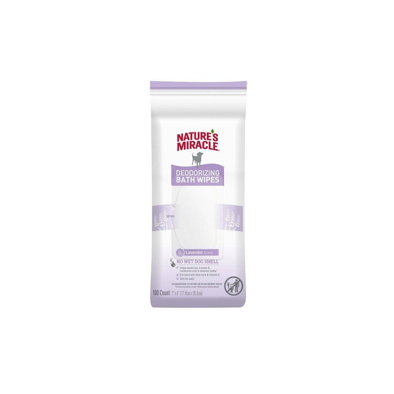 EGM198363 NATURES MIRACLE DEODORIZING BATH WIPES – LAVANDA - Image 1